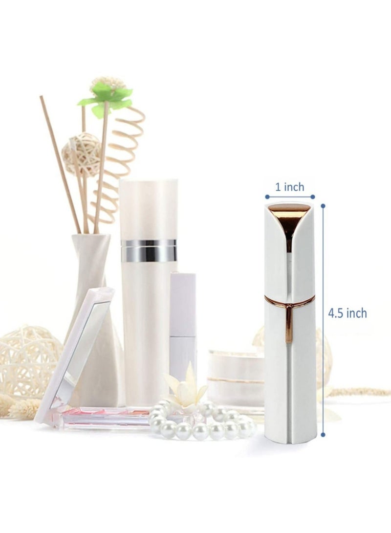 Electric Facial Hair Remover – Women’s Portable Facial Hair Trimmer, Painless Flawless Hair Remover for Bikini Area, Peach Fuzz, Upper Lip, and Arms (White) - Image 3