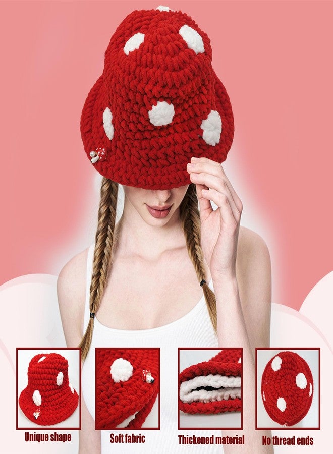 CosInStyle Festival Plush Mushroom Hat, Costume Accessory for Carnival, Halloween, Cosplay, Role Play, Stage Performance (Red) - Image 2