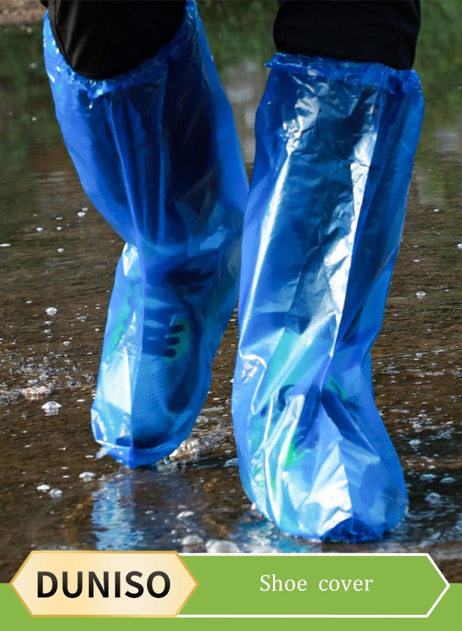 DUNISO أغطية أحذية، أغطية أحذية بلاستيكية قابلة للتصرف مقاومة للمطر، أغطية أحذية مقاومة للماء لأيام المطر، أغطية أحذية متينة، أغطية أحذية للمزارع [تثخين القدم] حتى الركبة (أزرق) - Image 1