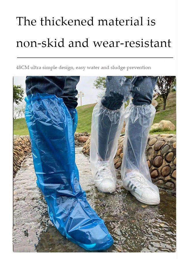 DUNISO أغطية أحذية، أغطية أحذية بلاستيكية قابلة للتصرف مقاومة للمطر، أغطية أحذية مقاومة للماء لأيام المطر، أغطية أحذية متينة، أغطية أحذية للمزارع [تثخين القدم] حتى الركبة (أزرق) - Image 4