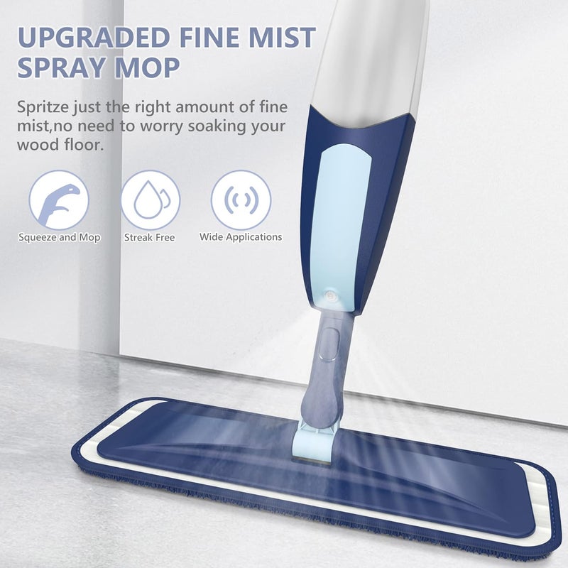 TRAV-ROUND Spray Mops for Floor Cleaning, Microfiber Wood Floor Mop with 5 Reusable Washable Pads for Dry Wet Cleaning on Hardwood Laminate Wood Ceramic Vinyl Tile - Image 2