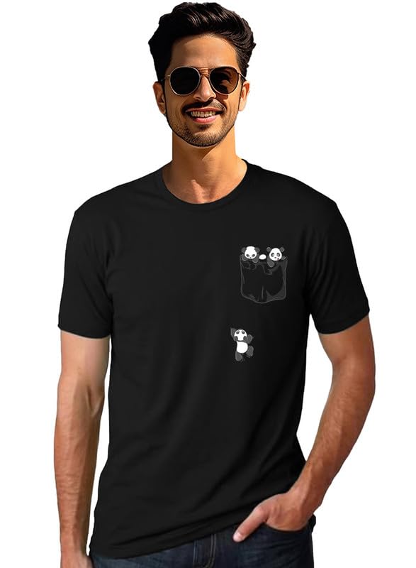 INDISSH Size Printed T-Shirt 100% Cotton Half Sleeve Unisex - RNM-POCPAN-BLK-M - Image 2