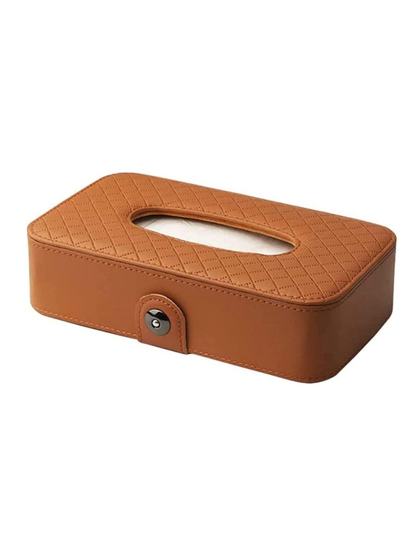 SYOSI Car Tissue Holder Sun Visor Tissue Holder Car Visor Napkin Holder, Hanging Paper Clip Tissue Paper Holder Dispenser Napkin Tissue Tray PU Leather Backseat Tissue Paper Box for Truck Brown - Image 1