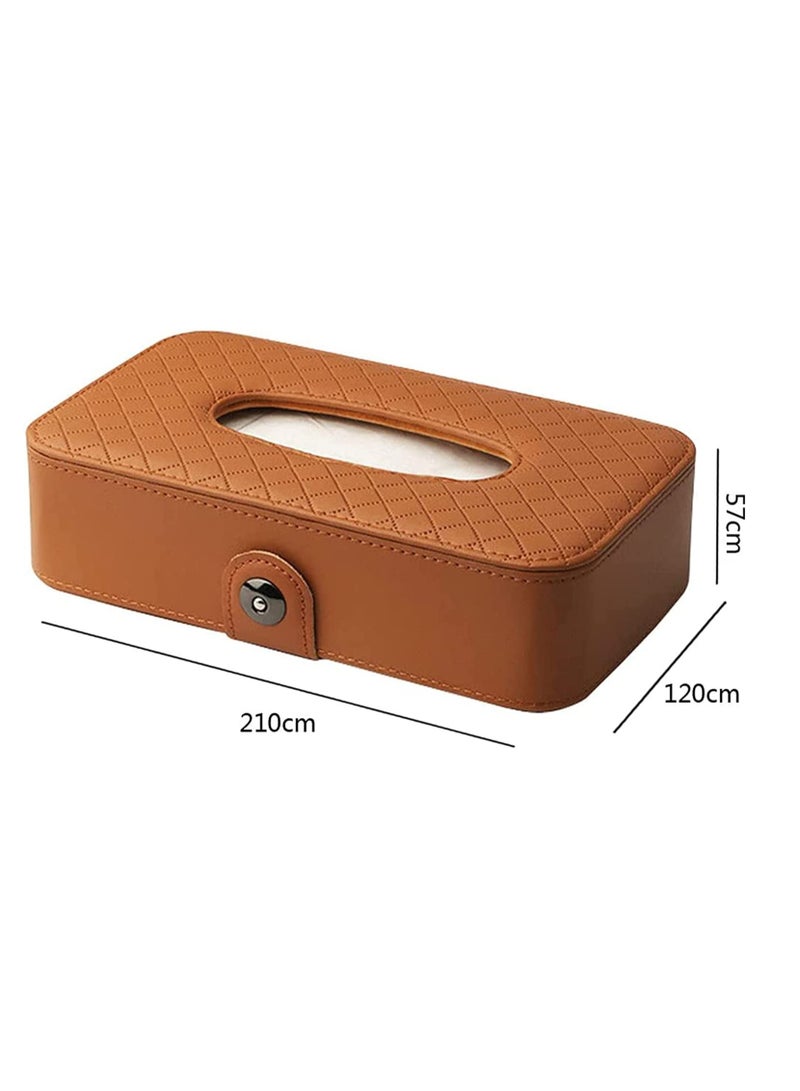 SYOSI Car Tissue Holder Sun Visor Tissue Holder Car Visor Napkin Holder, Hanging Paper Clip Tissue Paper Holder Dispenser Napkin Tissue Tray PU Leather Backseat Tissue Paper Box for Truck Brown - Image 5