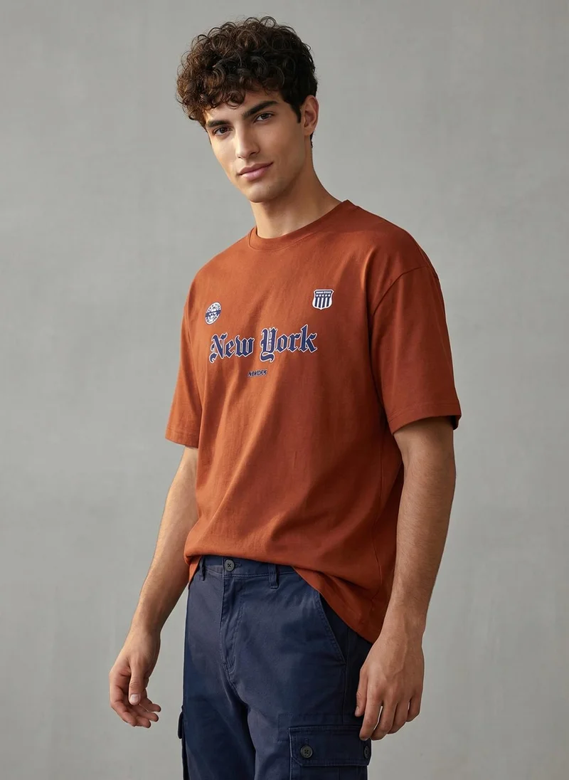 NOBERO Men Oversized Printed T-shirt