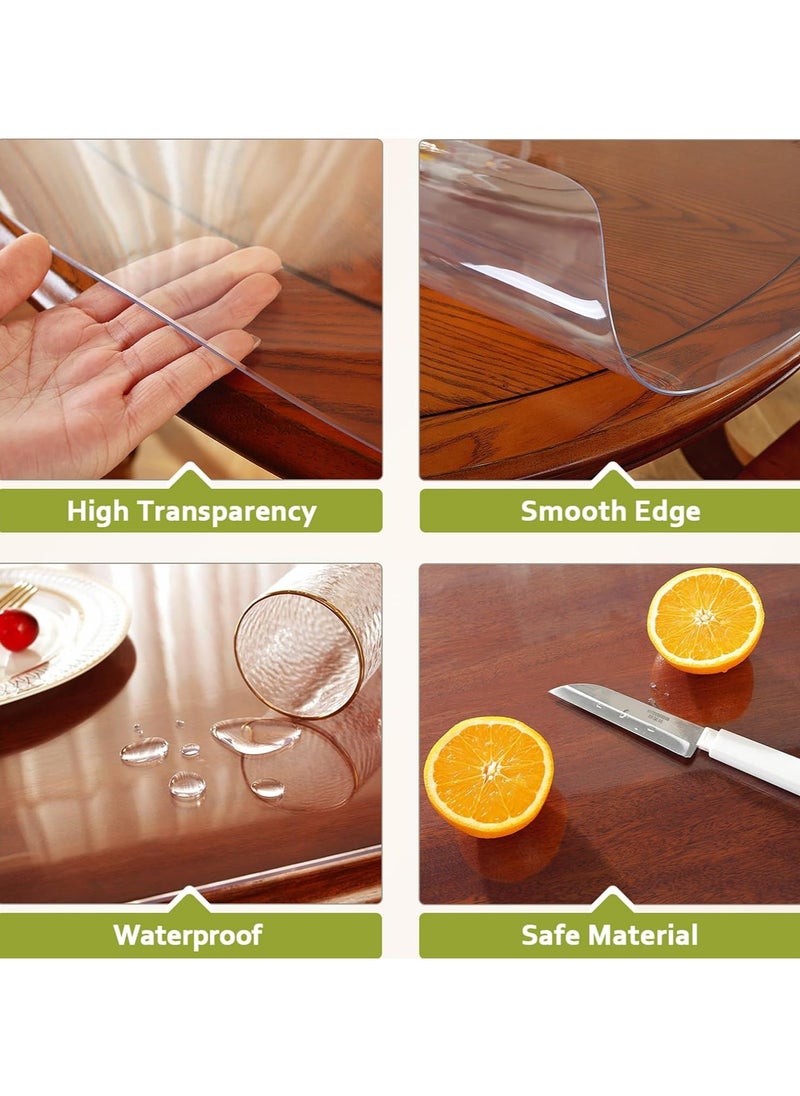 YQbest - Round Clear 1.5mm Thick Tablecloth Plastic PVC Table Protector - Dining Room Table & Coffee Table Waterproof Cover - Image 1