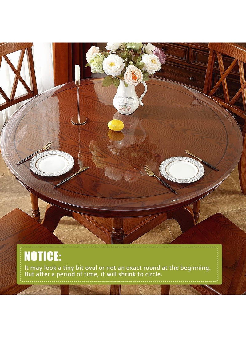 YQbest - Round Clear 1.5mm Thick Tablecloth Plastic PVC Table Protector - Dining Room Table & Coffee Table Waterproof Cover - Image 1
