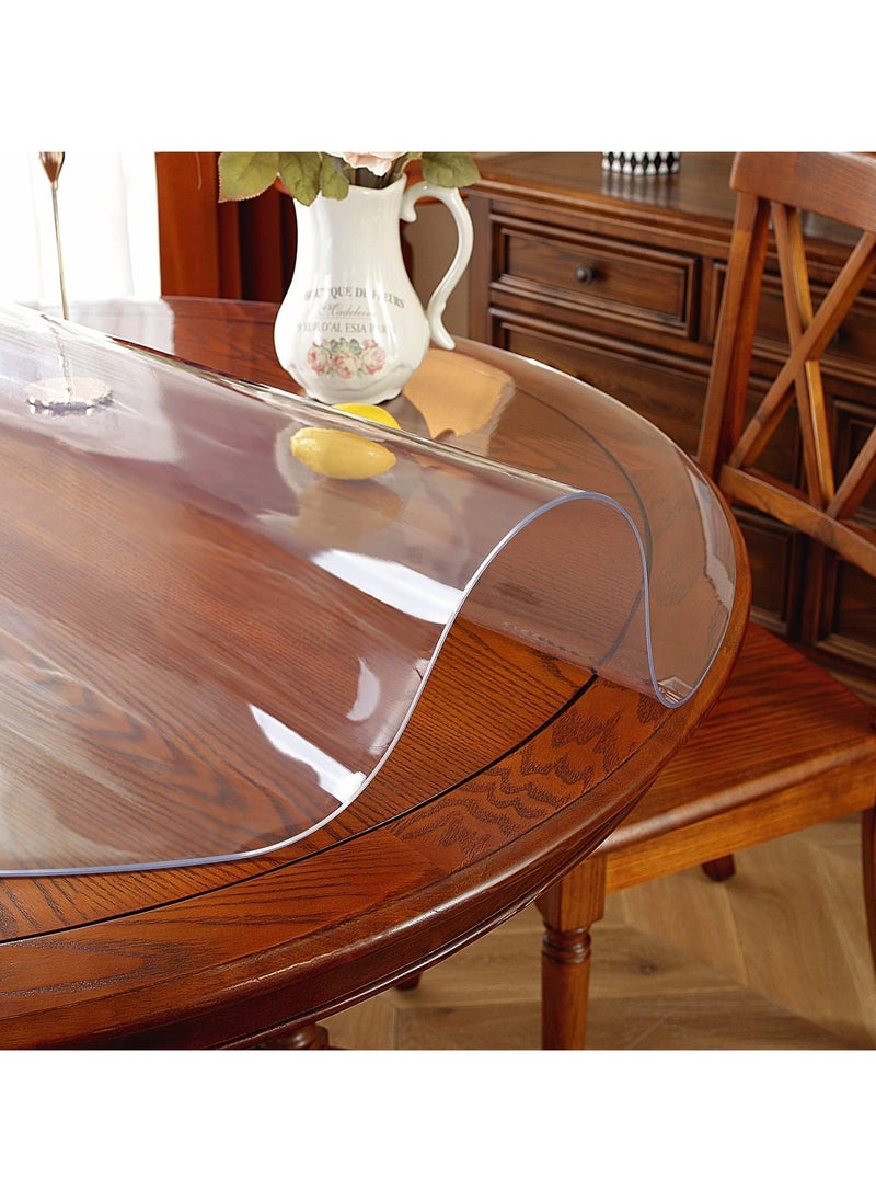 YQbest - Round Clear 1.5mm Thick Tablecloth Plastic PVC Table Protector - Dining Room Table & Coffee Table Waterproof Cover - Image 1