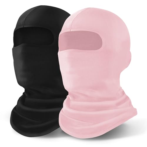 YESLIFE 2 Pieces Balaclava Ski Mask for Men and Women, Summer Face Mask for Motorcycle Helmets, Dirt Bike Accessories Neck Gaiter, Bandanas (Pink+Black) - Image 1