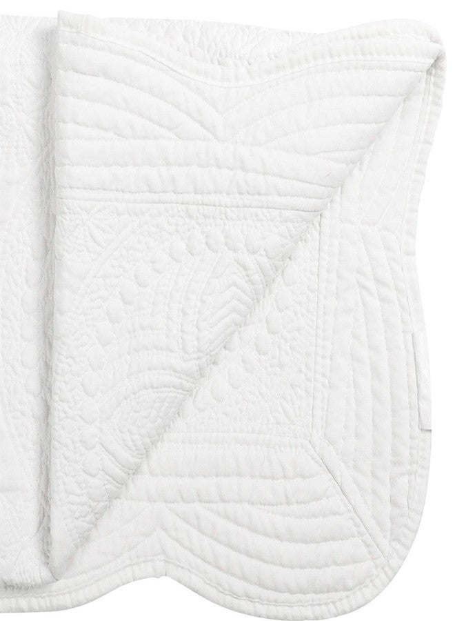 MONOBLANKS Baby Quilt Personlized Monogram Lightweight Embossed Scalloped Throw Blanket Four Seasons (White) - Image 4
