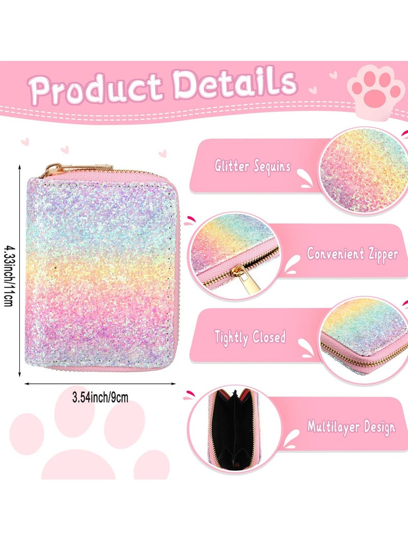Princess Fashion Set, 3 Pcs Toddler Cute Cat Purse Heart Shaped Sunglasses with UV 400 Protection Crossbody Bag Glitter Small Wallet, Princess Accessories for Girls (Pink)  - Image 4