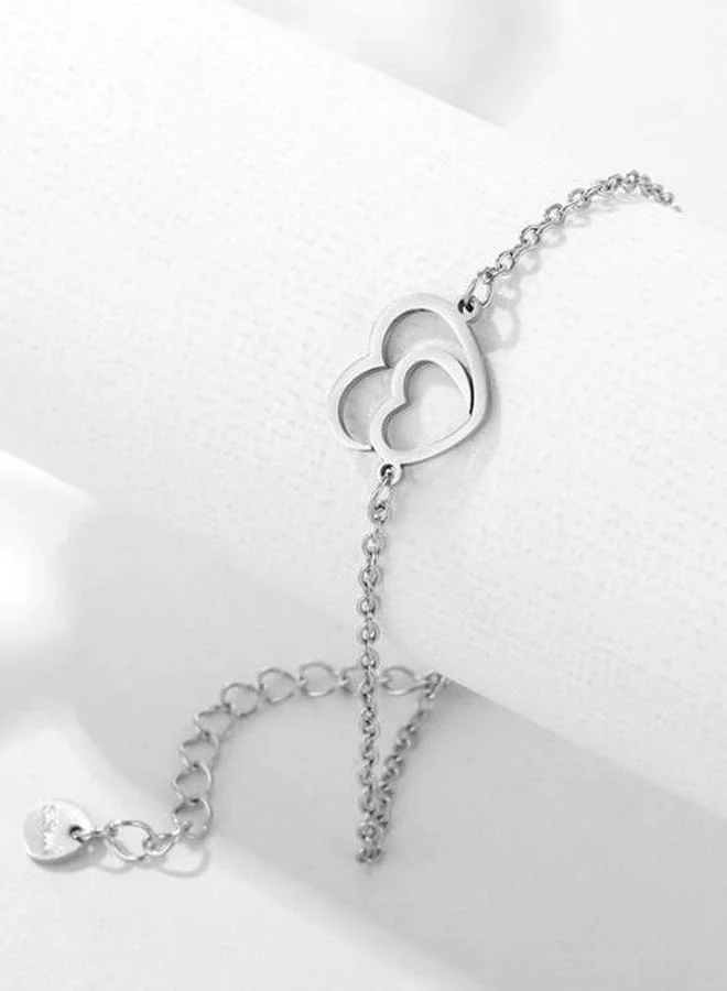 Take Two  Silver Heart Charm Bracelet for Women | Best Price UAE