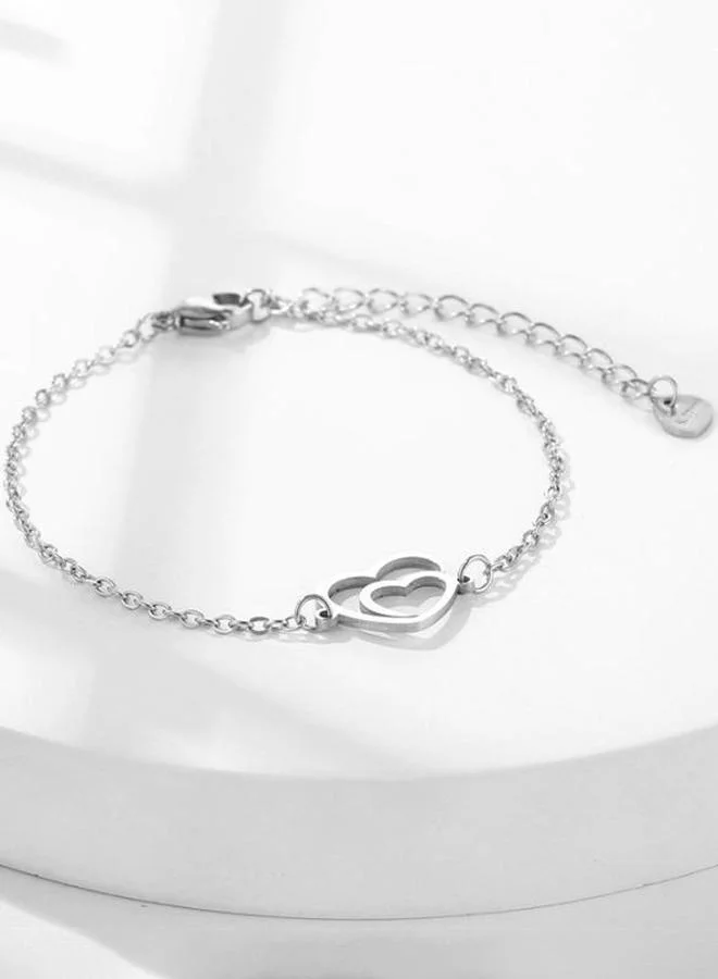 Take Two  Silver Heart Charm Bracelet for Women | Best Price UAE