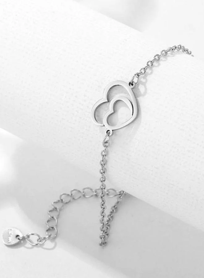 Take Two  Silver Heart Charm Bracelet for Women | Best Price UAE
