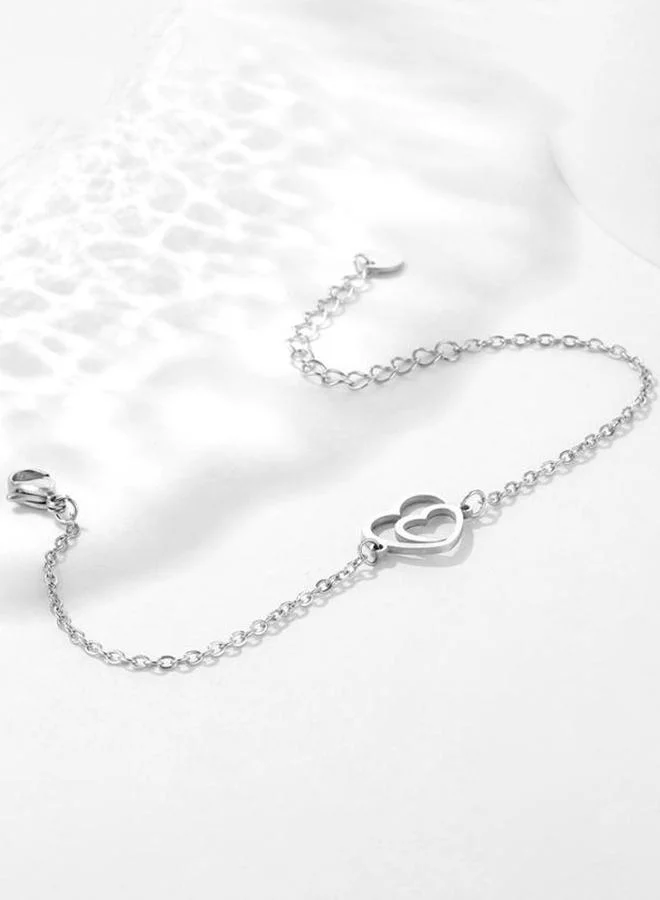 Silver Heart Charm Bracelet