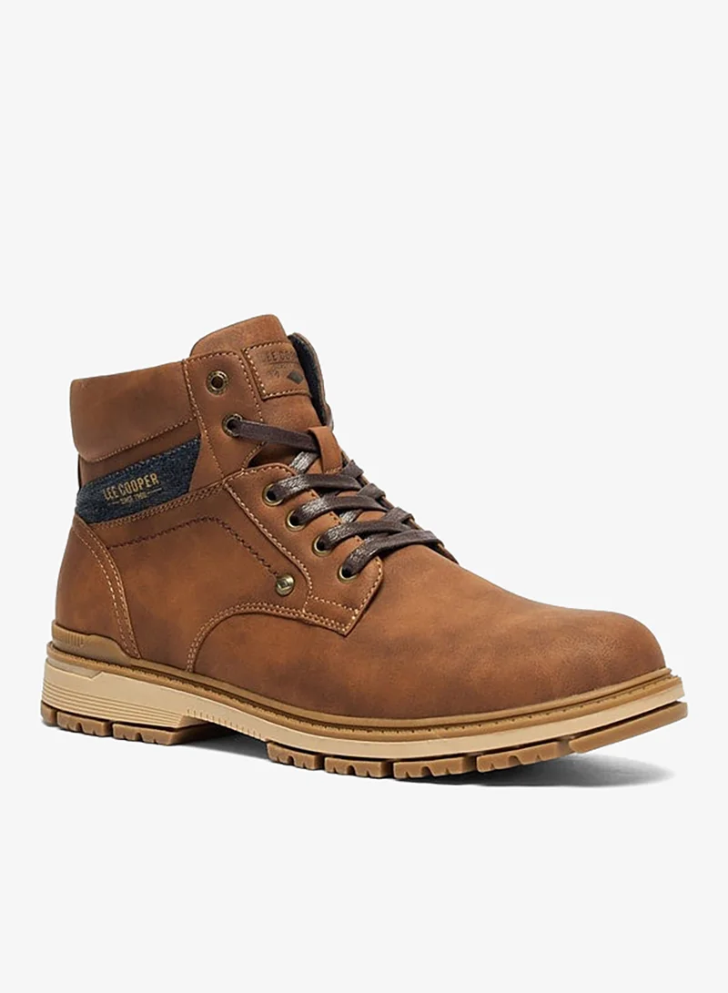 Lee Cooper Men's Solid Boots with Lace-Up Closure