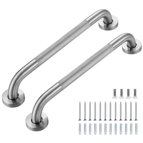 Ravinte Hardware Grab Bars for Shower 2 Pack 16Inch Anti Slip Shower Handles for Elderly Safety Shower Grab Bar Stainless Steel Handicap Grab Bars for BathroomToilet Brushed Nickel 1 Diameter - Image 1