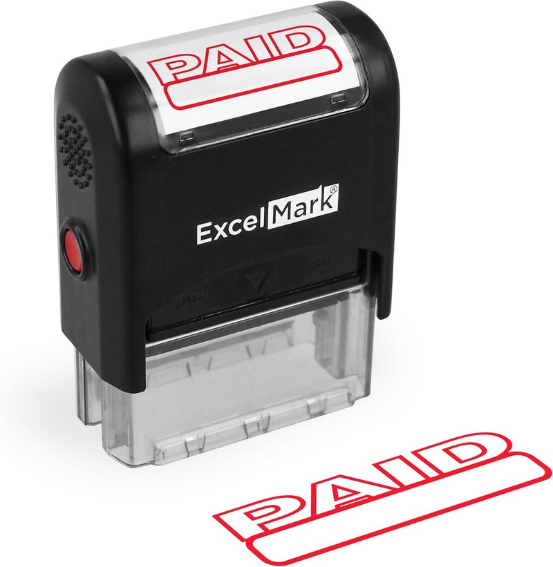 ExcelMark Paid Self Inking Rubber Stamp with Red Ink - Image 1