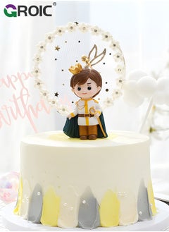 GROIC 2 Pcs Birthday Cake Decorations, Princess & Prince Figure Ornaments Figure Cake Topper, Theme Party Supplies Children's Birthday Cake Decoration Cartoon Princess Doll Cake Decorations  - Image 4