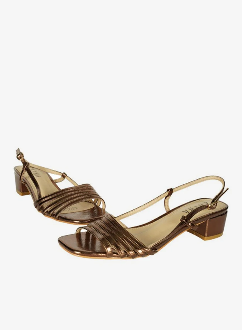 ZAYNA 221-9 Zayna Ladies  Mid Heel Backstrap  Sandals Y-0721 Bronze