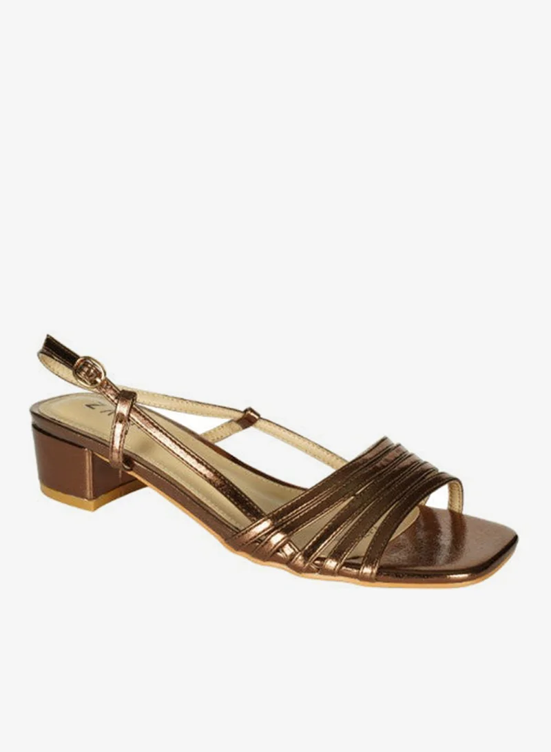 ZAYNA 221-9 Zayna Ladies  Mid Heel Backstrap  Sandals Y-0721 Bronze