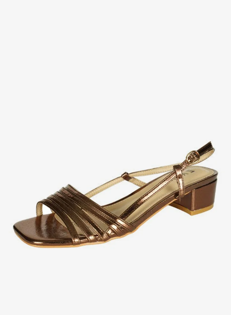 Zayna Bronze 221-9 Zayna Ladies  Mid Heel Backstrap  Sandals Y-0721 Bronze for Women | Best Price UAE