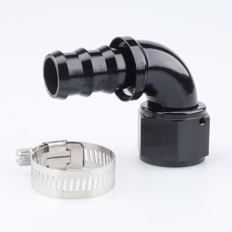 AC PERFORMANCE 90 Degree -12 AN Swivel Female to barb 3/4'' Push on Lock Hose End Full Flow Fitting Aluminum Black - Image 3