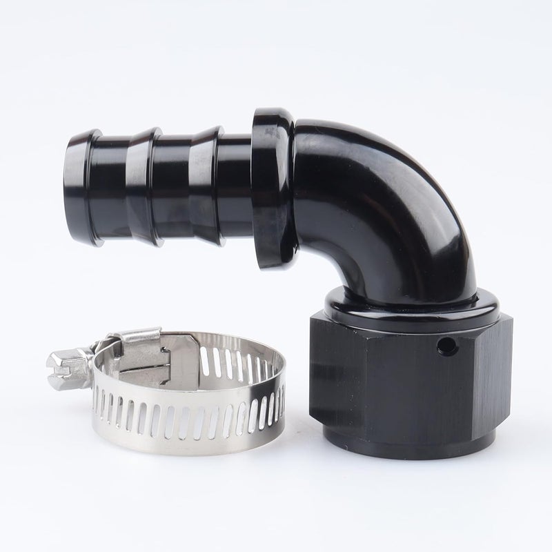 AC PERFORMANCE 90 Degree -12 AN Swivel Female to barb 3/4'' Push on Lock Hose End Full Flow Fitting Aluminum Black - Image 4