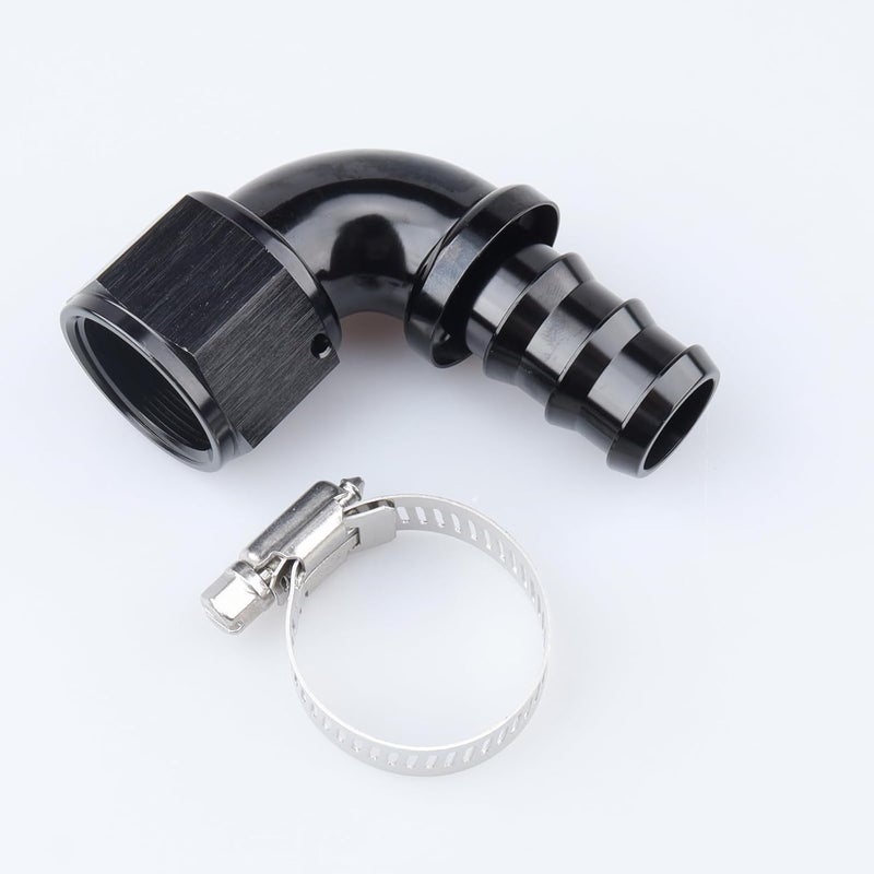 AC PERFORMANCE 90 Degree -12 AN Swivel Female to barb 3/4'' Push on Lock Hose End Full Flow Fitting Aluminum Black - Image 1