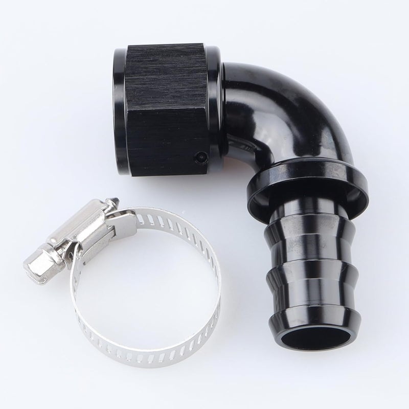 AC PERFORMANCE 90 Degree -12 AN Swivel Female to barb 3/4'' Push on Lock Hose End Full Flow Fitting Aluminum Black - Image 2