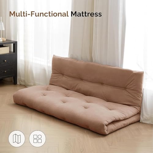 Deevine Craft Quilt Cotton Floor Mattress, Foldable Movable Rollable Single Bed Mattress, Quilted Tufted Design, 30x72x5 Inches (Cinnamon) - Image 4