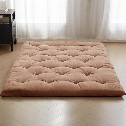 Deevine Craft Quilt Cotton Floor Mattress, Foldable Movable Rollable Single Bed Mattress, Quilted Tufted Design, 30x72x5 Inches (Cinnamon) - Image 2
