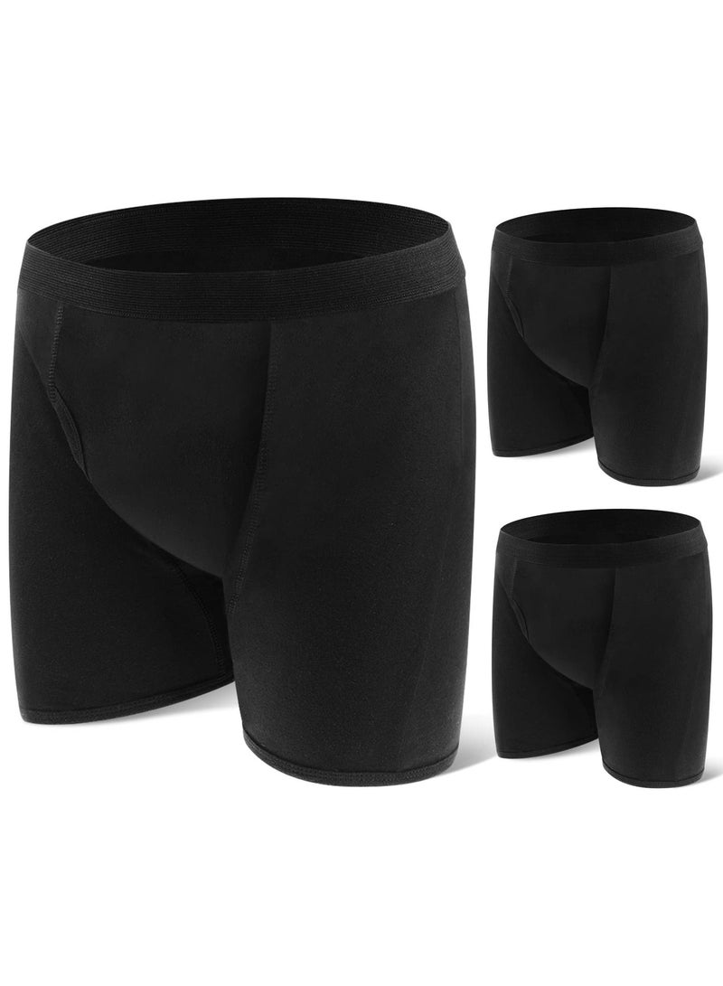 Incontinence Underwear for Men, Washable Urinary Incontinence Cotton Boxer Brief, Underwear Reusable Leak Proof Underwear for Men (Black, Size:XL)