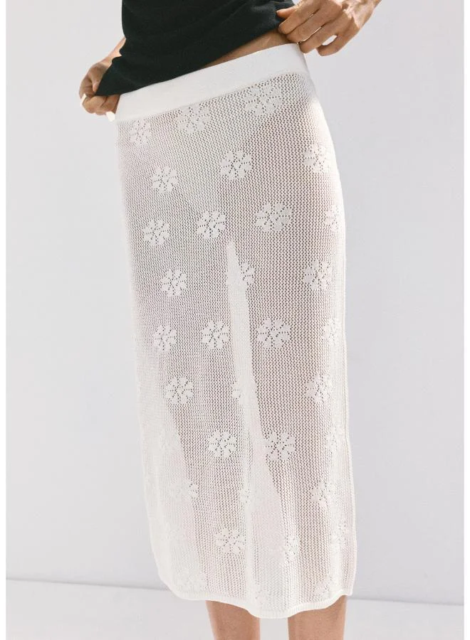 مانجو Semi-Transparent Crochet Skirt With Flowers
