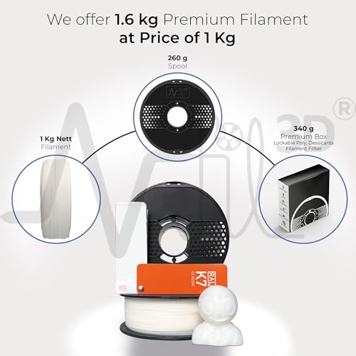 NFIL3D 1KG Net Turbo Finish PLA+ Natural White 3D Printer Filament | Filaments for 3D Printer| 1.75mm| Accuracy +/- 0.015mm | 1000g 3D Filament, 250g Spool, 350g Packaging Weight (Total Weight 1.6KG) - Image 4