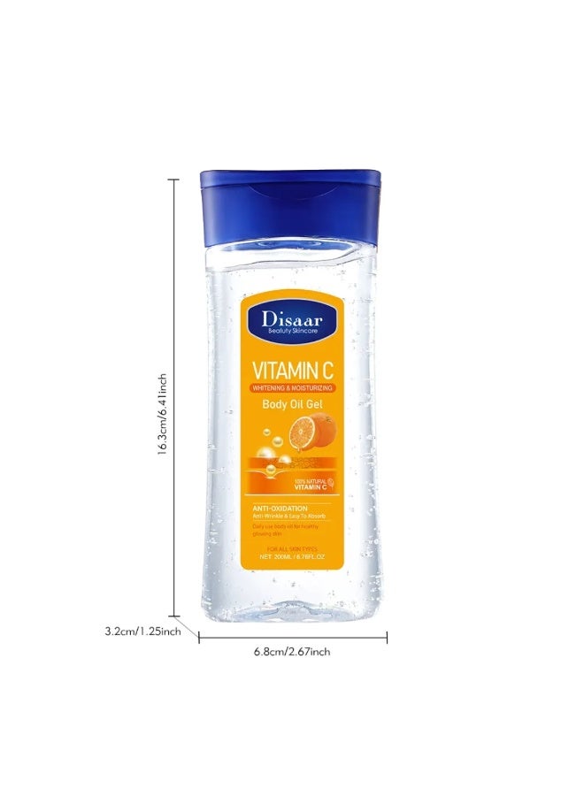 Disaar 2 Pcs 200ml  Vitamin C Moisturizing Body Oil Gel Skin Care Body Whitening Body Massage Oil Soothing Calming Skin Care Moisturizing Lightning Gel glowing Anti aging Body Gel Natural essence oil gel - Image 2