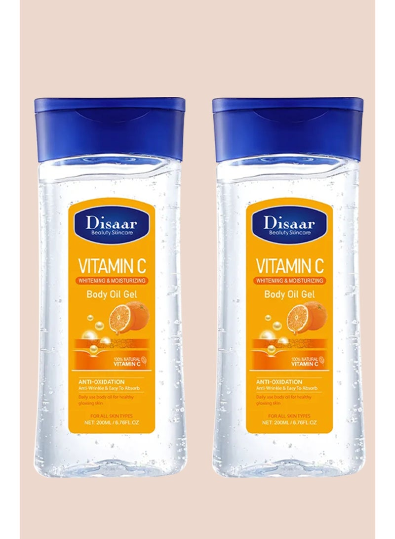 Disaar 2 Pcs 200ml  Vitamin C Moisturizing Body Oil Gel Skin Care Body Whitening Body Massage Oil Soothing Calming Skin Care Moisturizing Lightning Gel glowing Anti aging Body Gel Natural essence oil gel - Image 1