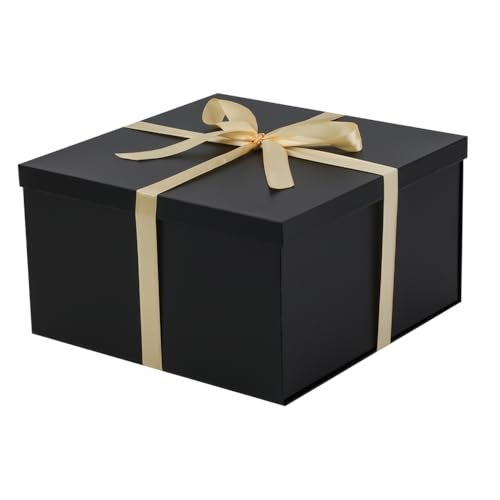 UoeRing 1Pcs Black Extra Large gift box with lids 13137 Inches gift boxes for presentsBirthday Box include Ribbon Paper Shred Filler Gift Card Envelopes - Image 1