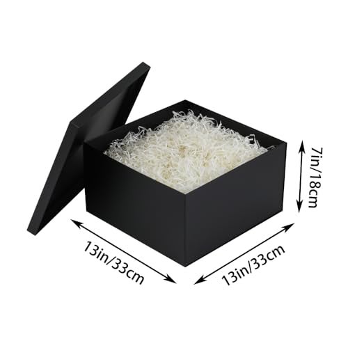 UoeRing 1Pcs Black Extra Large gift box with lids 13137 Inches gift boxes for presentsBirthday Box include Ribbon Paper Shred Filler Gift Card Envelopes - Image 3