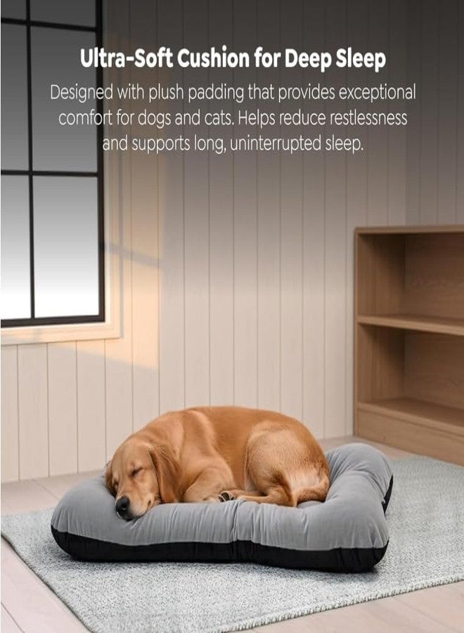 Heritage Dog Bed Reversible Premium Velvet Black & Grey Pet Bed | Soft, Washable & Durable Bed for Dog and Cat for Everyday Comfort & Relaxation (Large (70 * 100 Cm)) - Image 4