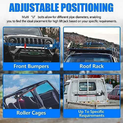 Kavius High Lift Jack Mount, KAVIUS Hi Lift Jack Tube Mount 1-2.5" Compatible with Polaris RZR Offroad Universal Vehicle Truck Adjustable High Lift Jacks Mounting - Image 2