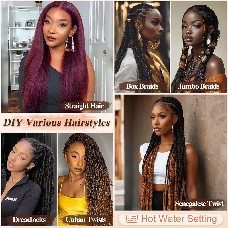 BARSDAR Pre Stretched Braids Hair, 66 cm, 8 Packs, Ombre Blonde Braiding Hair, Pre Stretched Extension, Yaki Hot Water Setting Synthetic Crochet Braiding Hair Extensions - T27/613# - Image 5