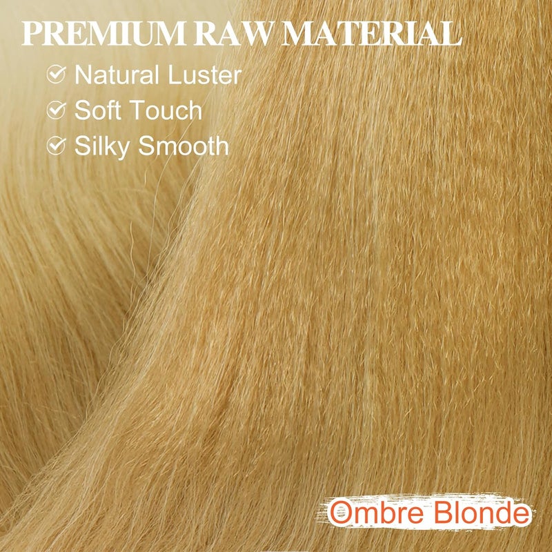 BARSDAR Pre Stretched Braids Hair, 66 cm, 8 Packs, Ombre Blonde Braiding Hair, Pre Stretched Extension, Yaki Hot Water Setting Synthetic Crochet Braiding Hair Extensions - T27/613# - Image 4
