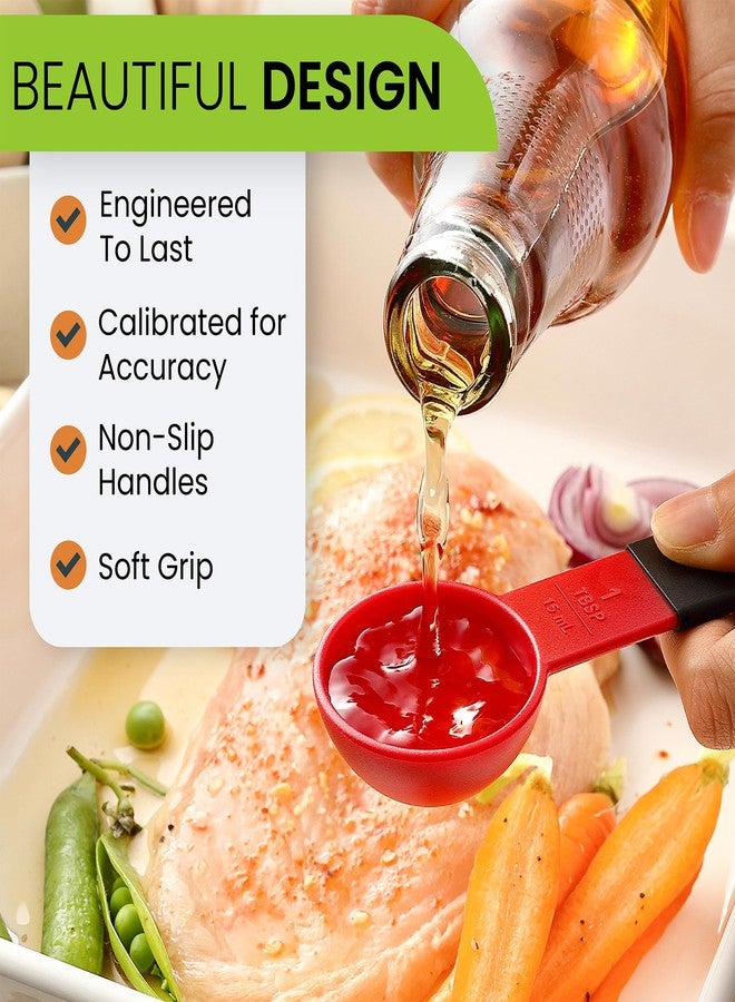 Spring Chef Magnetic Measuring Cups and Spoons, Kitchen Tools with Easy to Read Markings for Measuring Dry or Liquid Ingredients, BPA Free, Set of 9, Red - Image 5