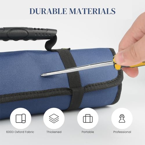 Serplex® Roll Up Tool Bag Large Tool Storage Bag Waterproof 600D Oxford Tool Storage Bag Zipper Pouches Portable Tool Organizer Tool Storage Pouch - No Tools Included - Image 3