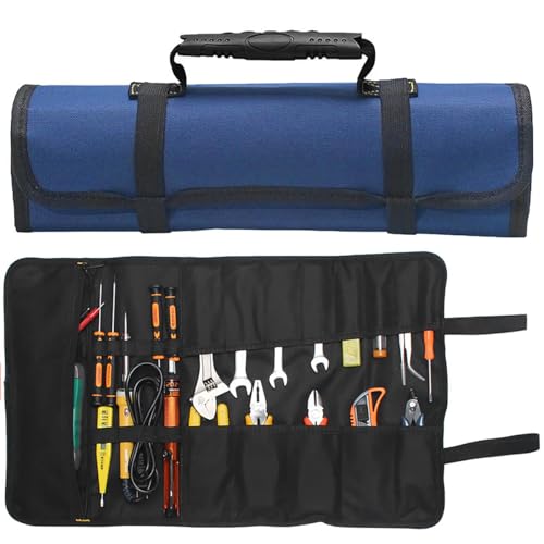 Serplex® Roll Up Tool Bag Large Tool Storage Bag Waterproof 600D Oxford Tool Storage Bag Zipper Pouches Portable Tool Organizer Tool Storage Pouch - No Tools Included - Image 1