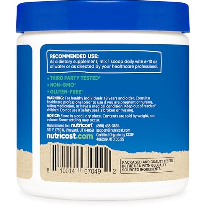 Nutricost Organic Lion's Mane Mushroom Powder 4oz - Certified USDA Organic - Image 4