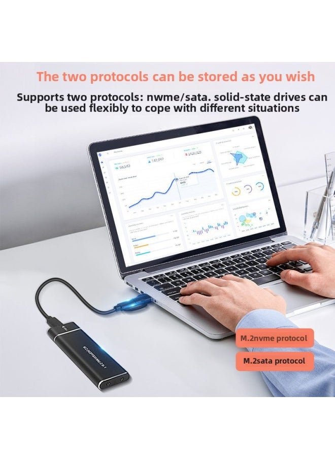 ماركة غير محددة QCV.USB 3.1 10G M.2 حافظة محرك الحالة الصلبة بروتوكول مزدوج NGFF NVME محرك الأقراص الصلبة الخارجي M2 للكمبيوتر المحمول - اللون: أسود-M. 2 [NVME] بروتوكول واحد مع خط C-A  - Image 3