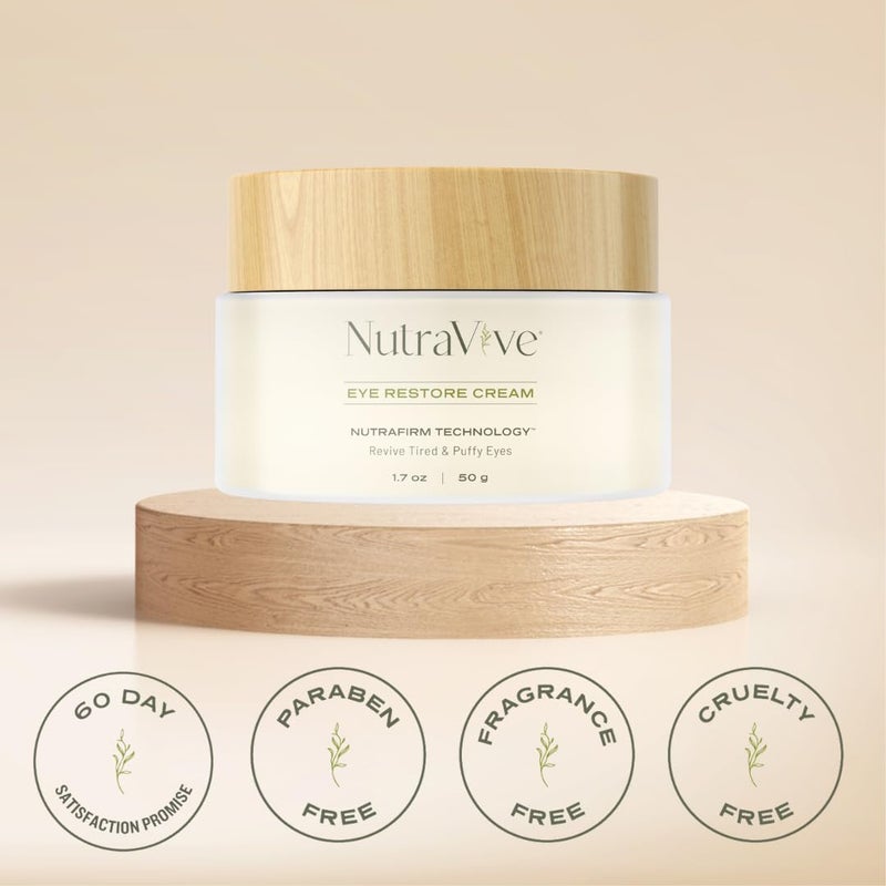 NutraVive Eye Restore Cream Under Eye Cream For Puffiness And Bags Under Eyes 17 Oz Revive Firm Lift Tired Eyes Reduce Fine Lines Wrinkles AntiAging Collagen Boosting for Men Women - Image 4