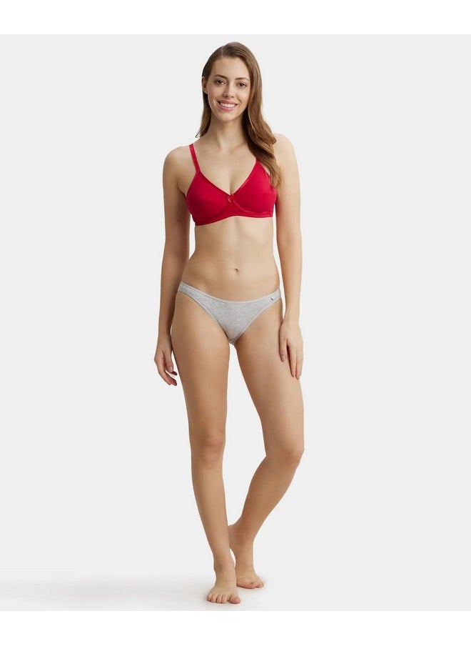 JOCKEY Jockey 1242 Women's Wirefree Non Padded Super Combed Cotton Elastane Stretch Medium Coverage Cross Over Everyday Bra with Adjustable Straps_Red Love_34B  - Image 2